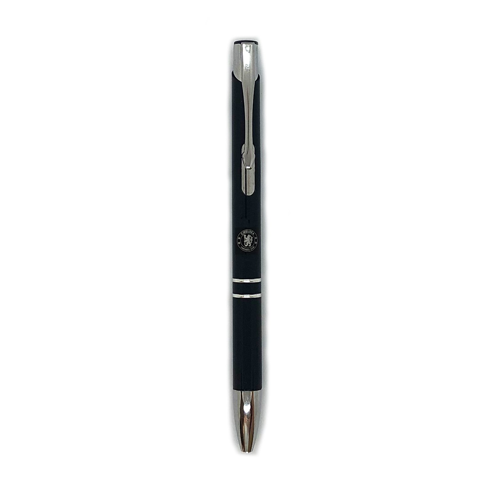 Chelsea notebook & pen in black with silver foil crest in club design gift box.