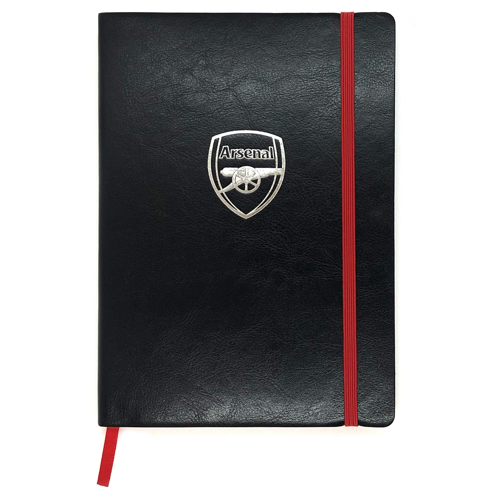 Arsenal notebook & pen in black with silver foil crest in club design gift box.