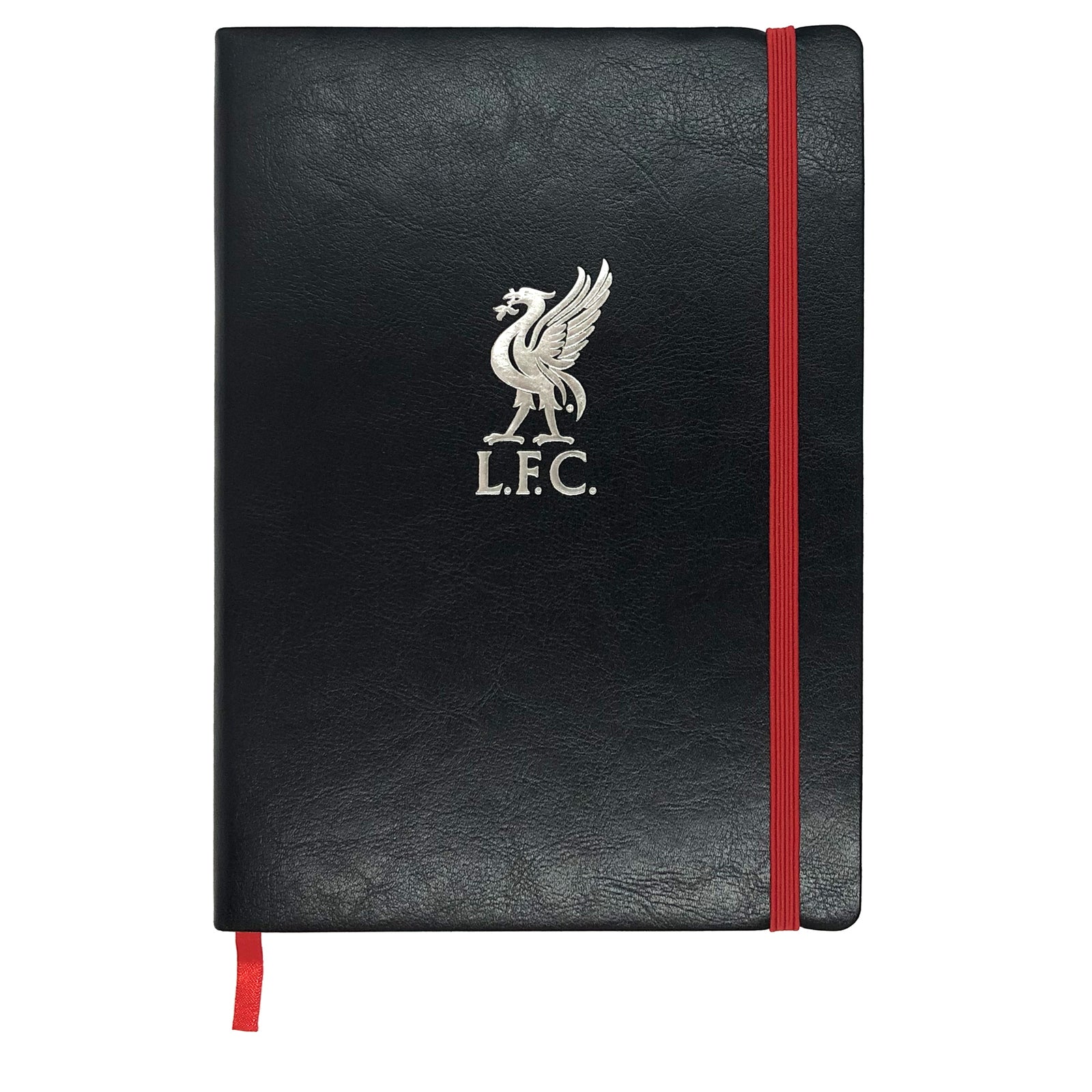 Liverpool notebook & pen in black with silver foil crest in club design gift box.