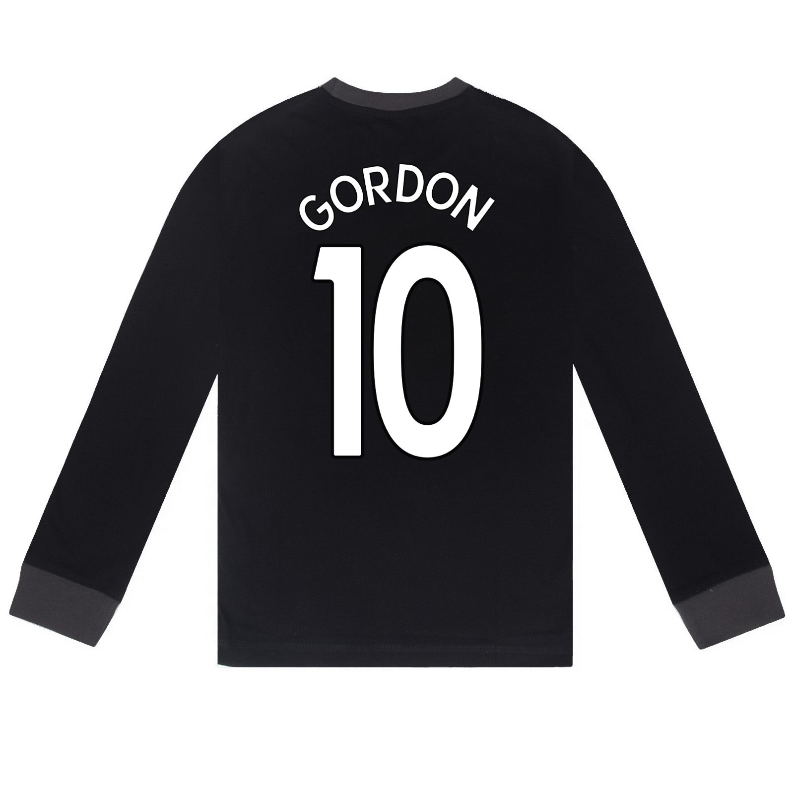 Newcastle Utd kids long pyjamas in black with long sleeve top with graphic crest with long legged bottoms