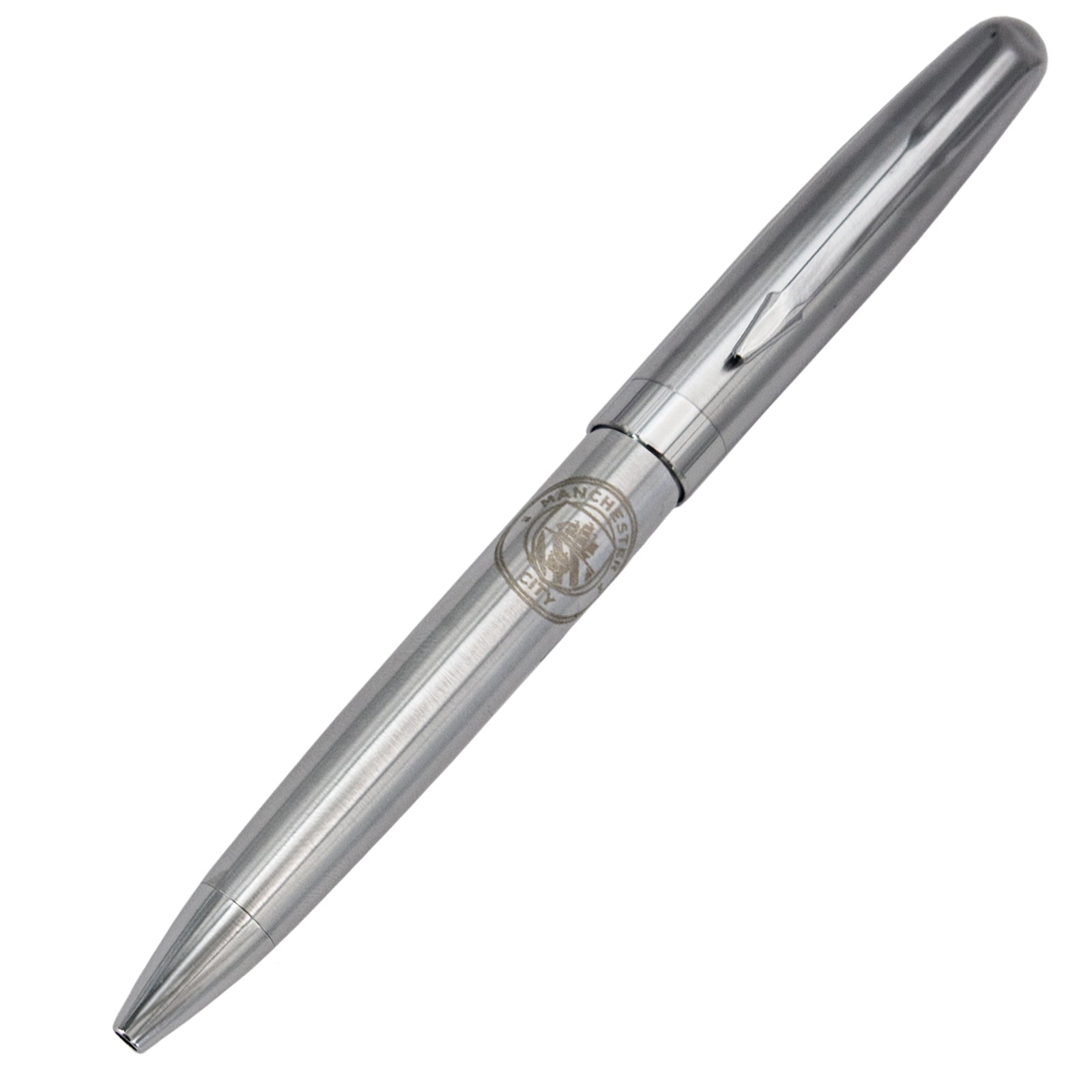 Man City pen and keyring set in silver with club crest in club design gift box