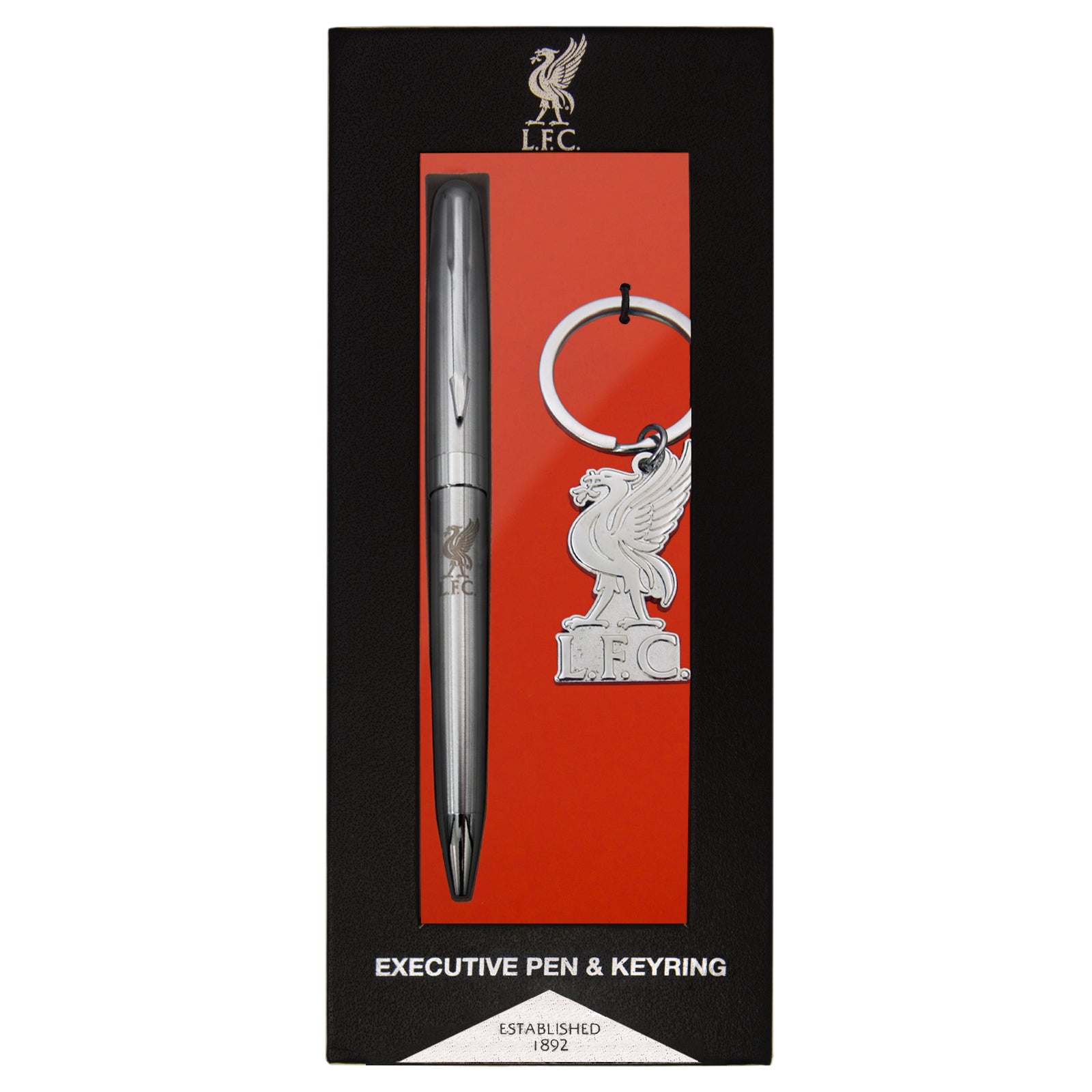 Liverpool pen and keyring set in silver with club crest in club design gift box
