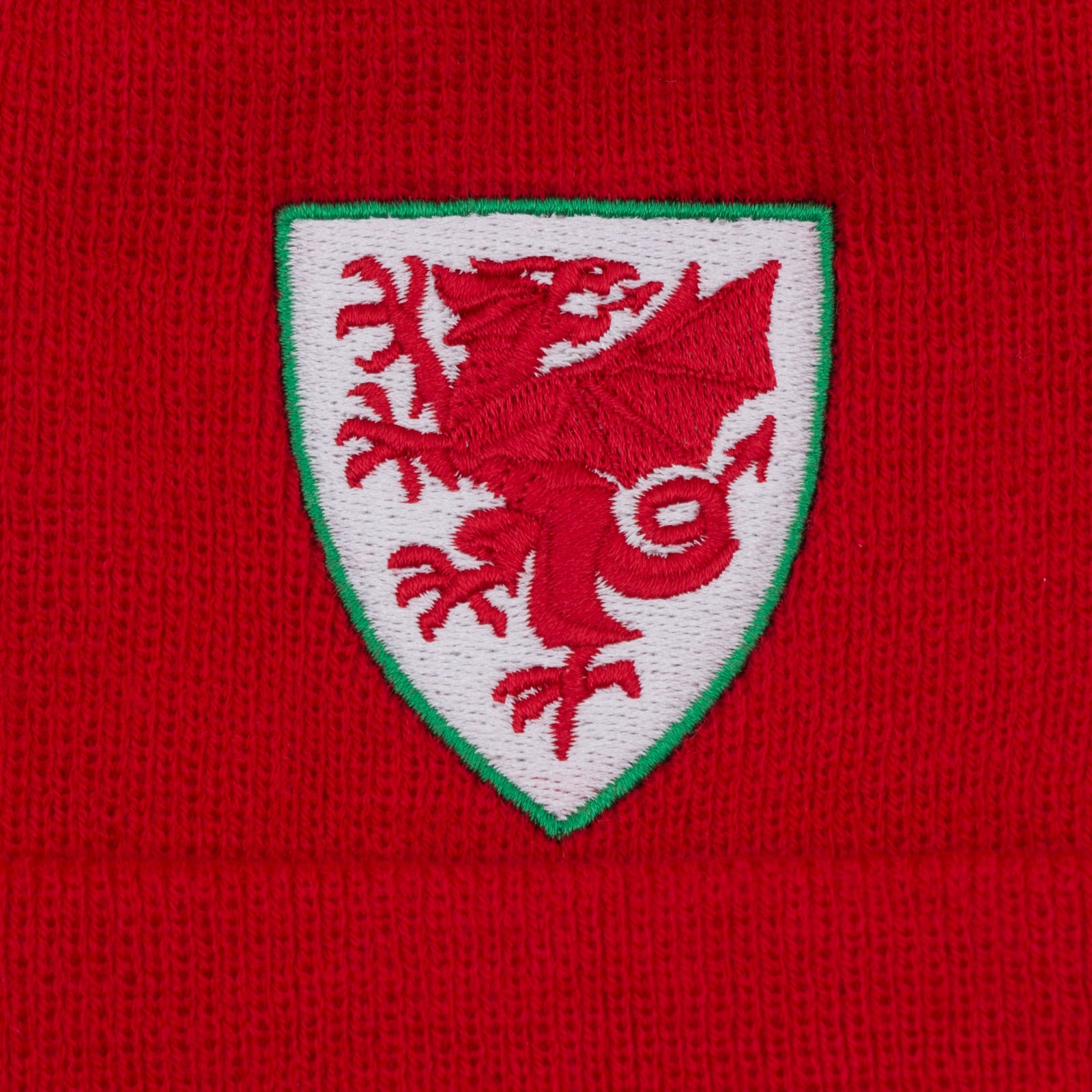 Wales football retro bobble hat in red, yellow & green with Wales FA crest