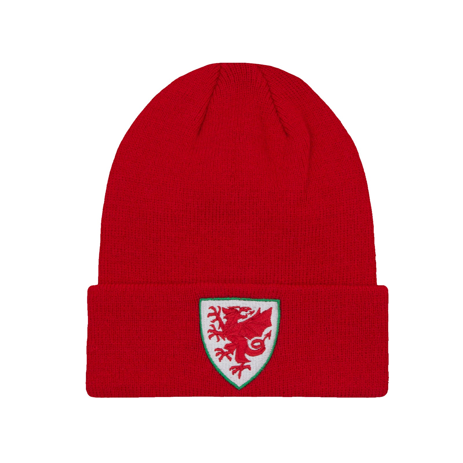 Wales football retro beanie hat in red with Wales FA crest