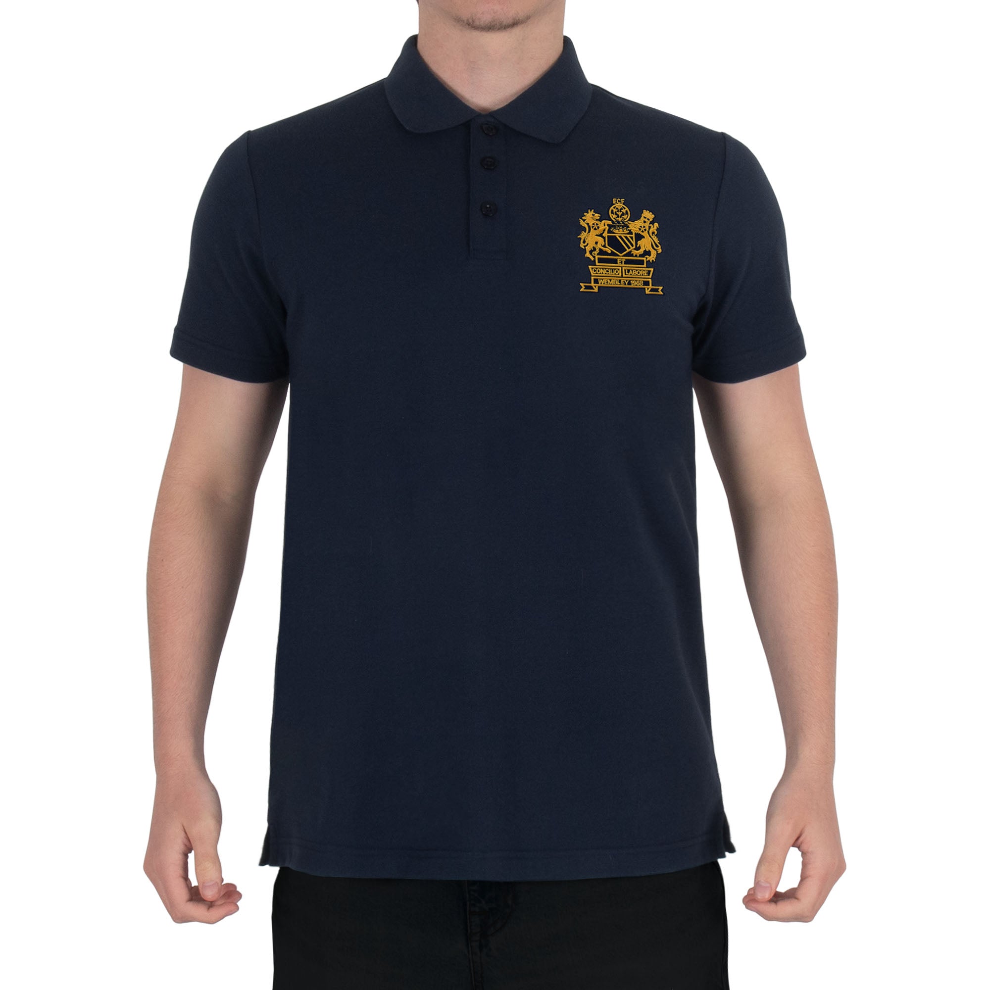 United retro polo shirt in navy with 1968 Wembley embroidered patch