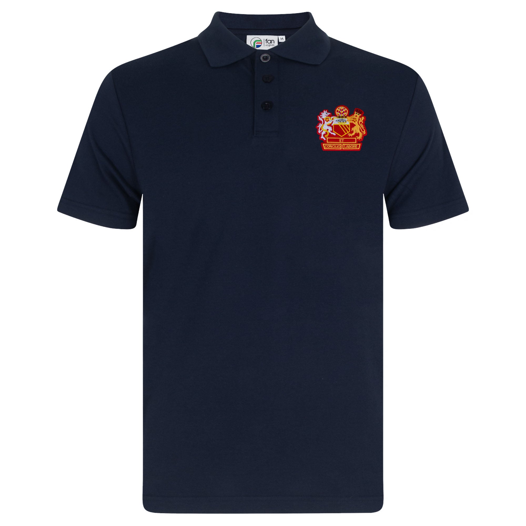 United retro polo shirt in navy with Manchester crest