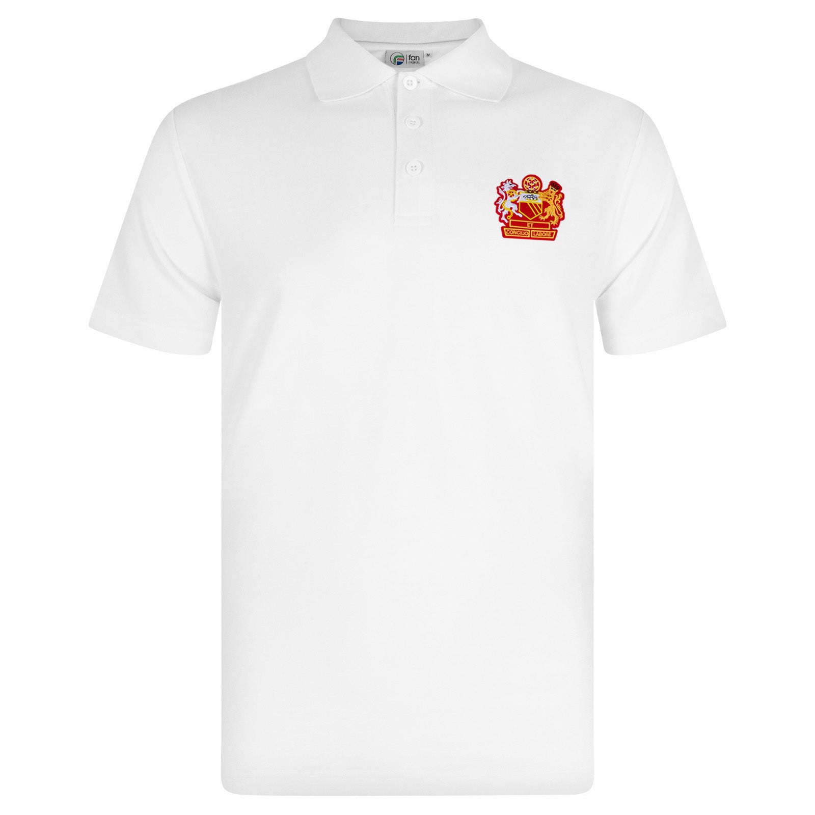 United retro polo shirt in white with Manchester crest