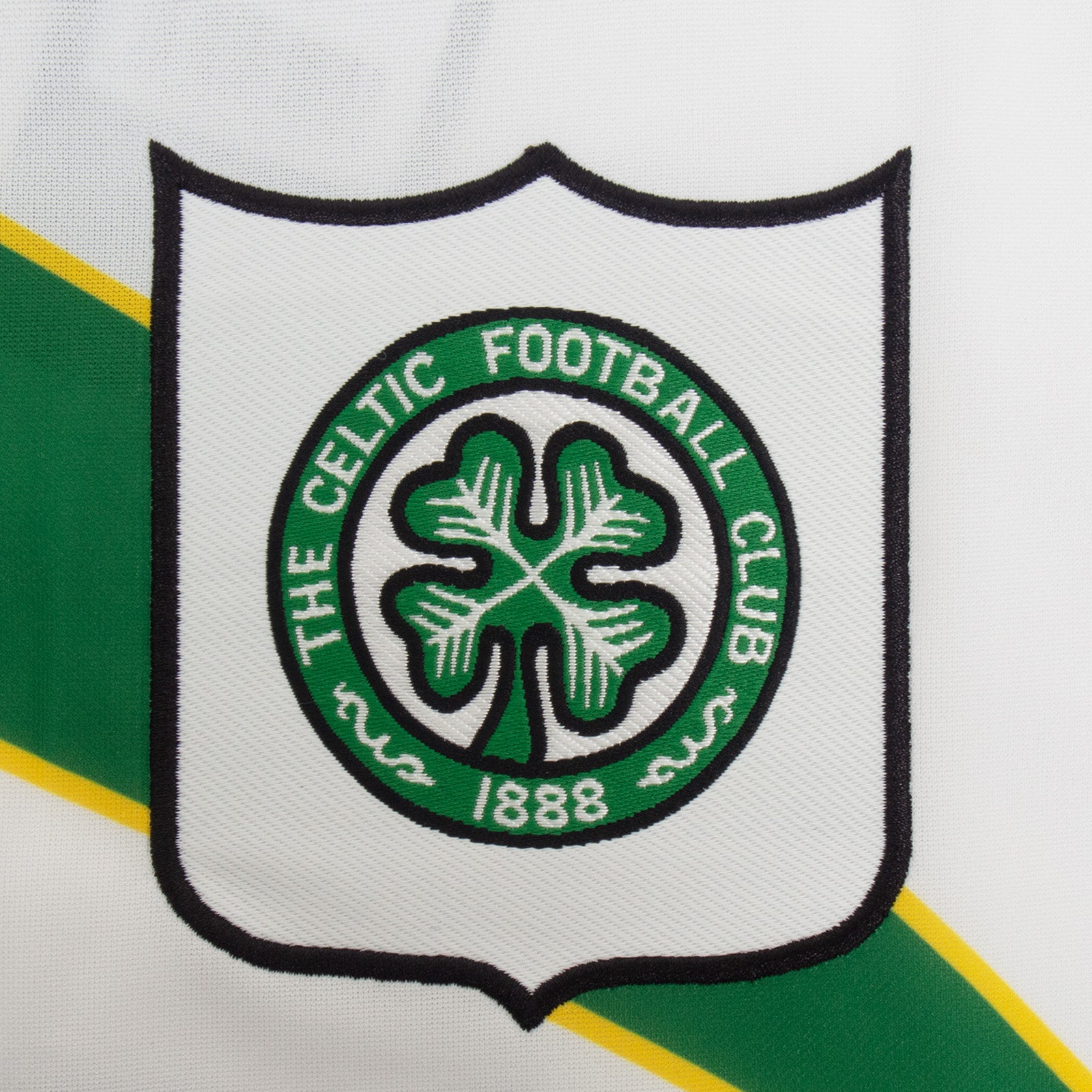 Celtic retro football shirt. Replica 1993/95 away shirt in white with club crest and sponsor print to front