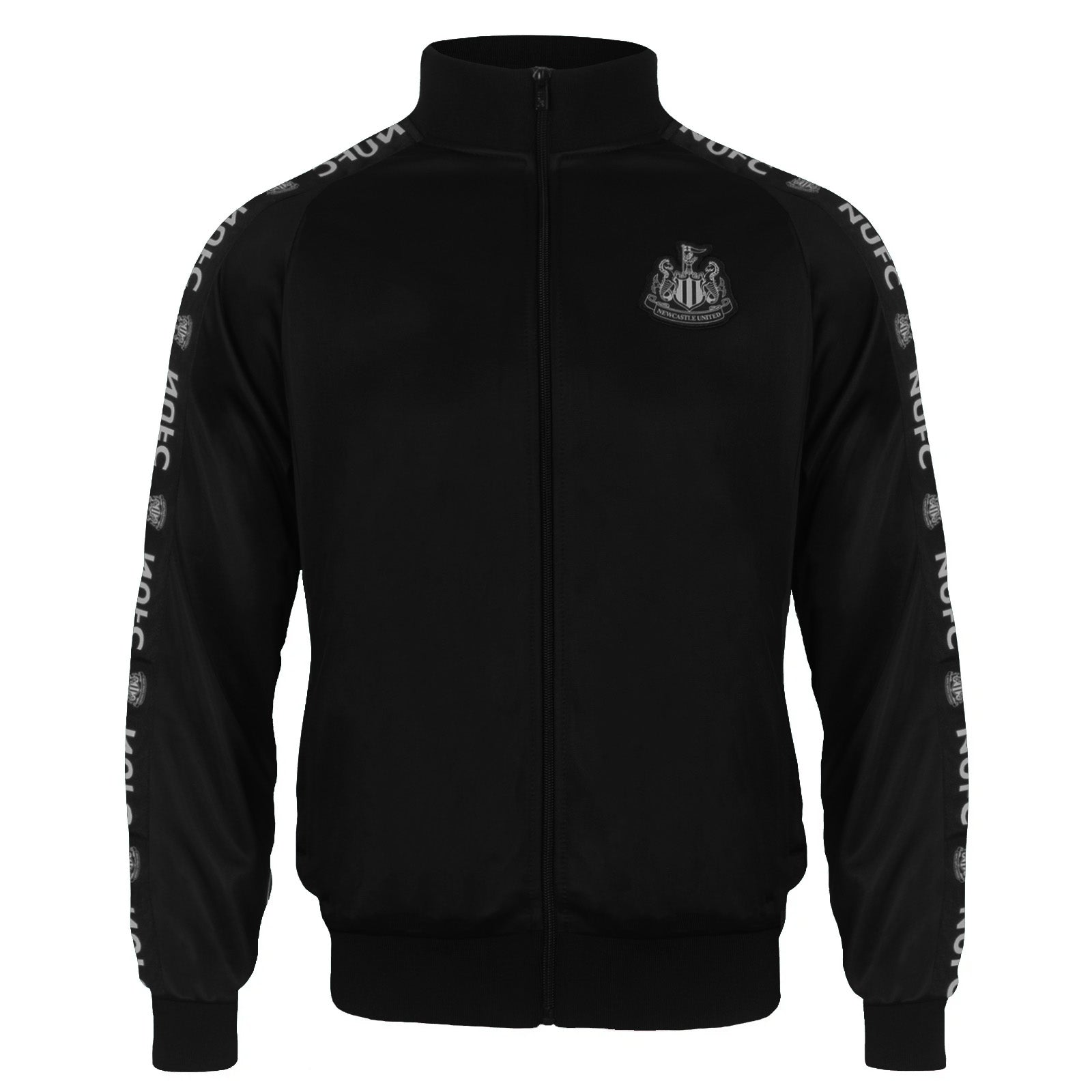 Newcastle United adults taped tracksuit in black with club crest and text to both top & pants