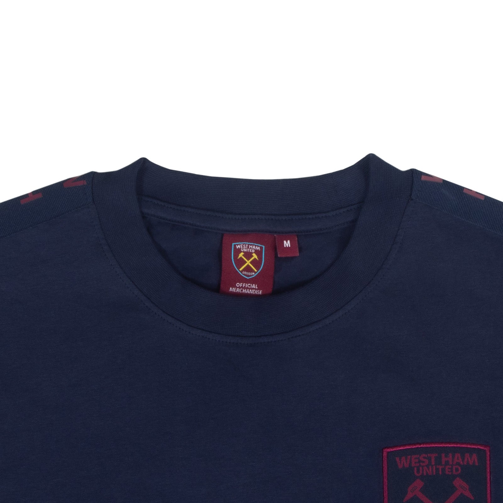 West Ham United adults T-shirt, short sleeves in navy blue with club crest to chest