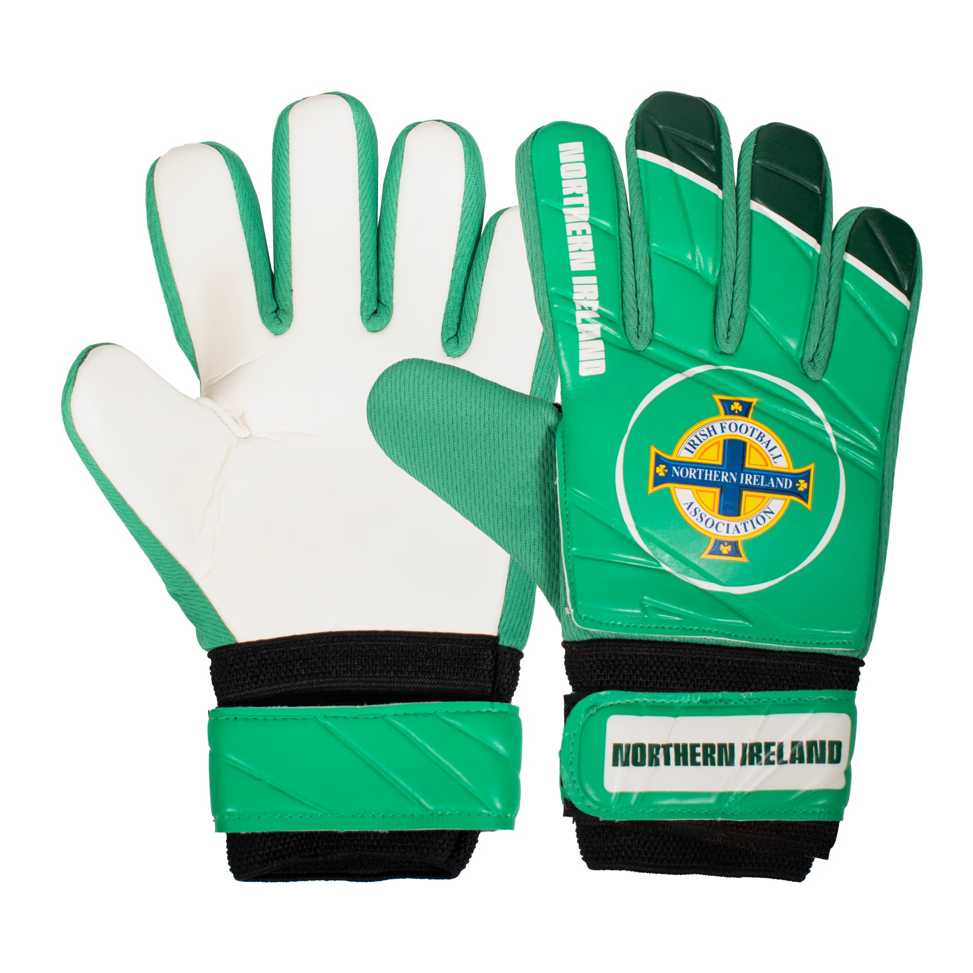 Northern Ireland size 4 football & goalie glove set in green with national team crest & text to each item