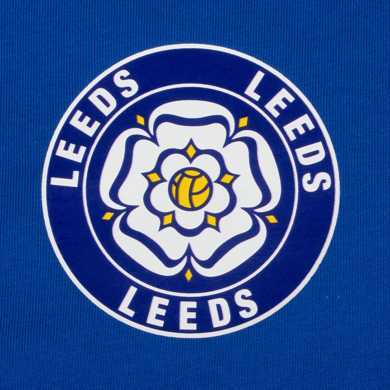 Leeds retro crew neck t-shirt in royal with printed rose crest