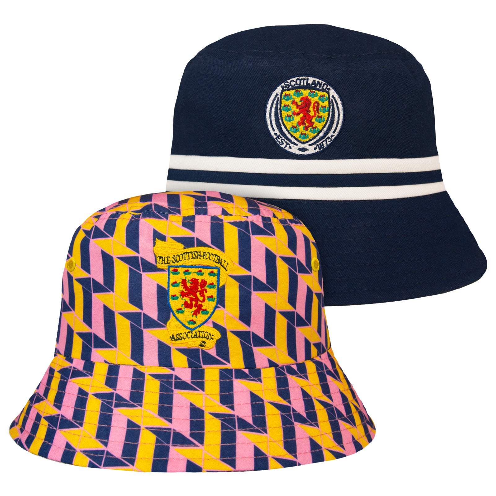 Scotland 2 pack bucket hat in navy blue & multi 1990 third shirt colours