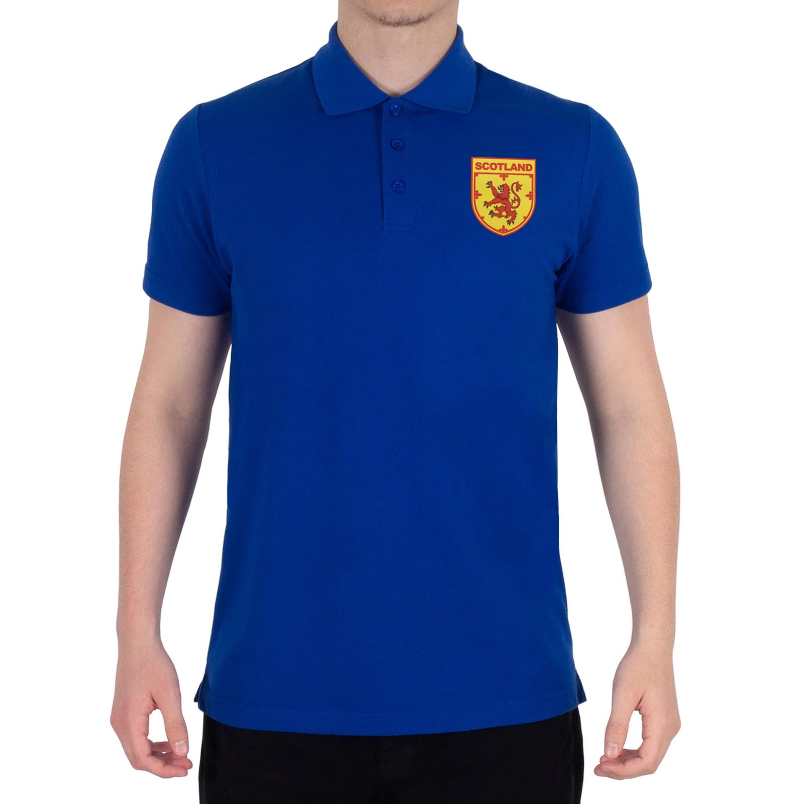 Scotland retro polo shirt in royal with printed lion logo on the chest