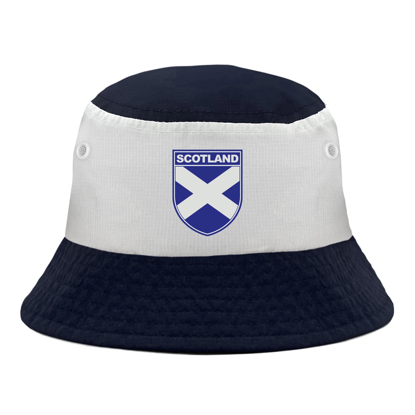 Scotland bucket hat in navy & white with printed saltire graphic to the front