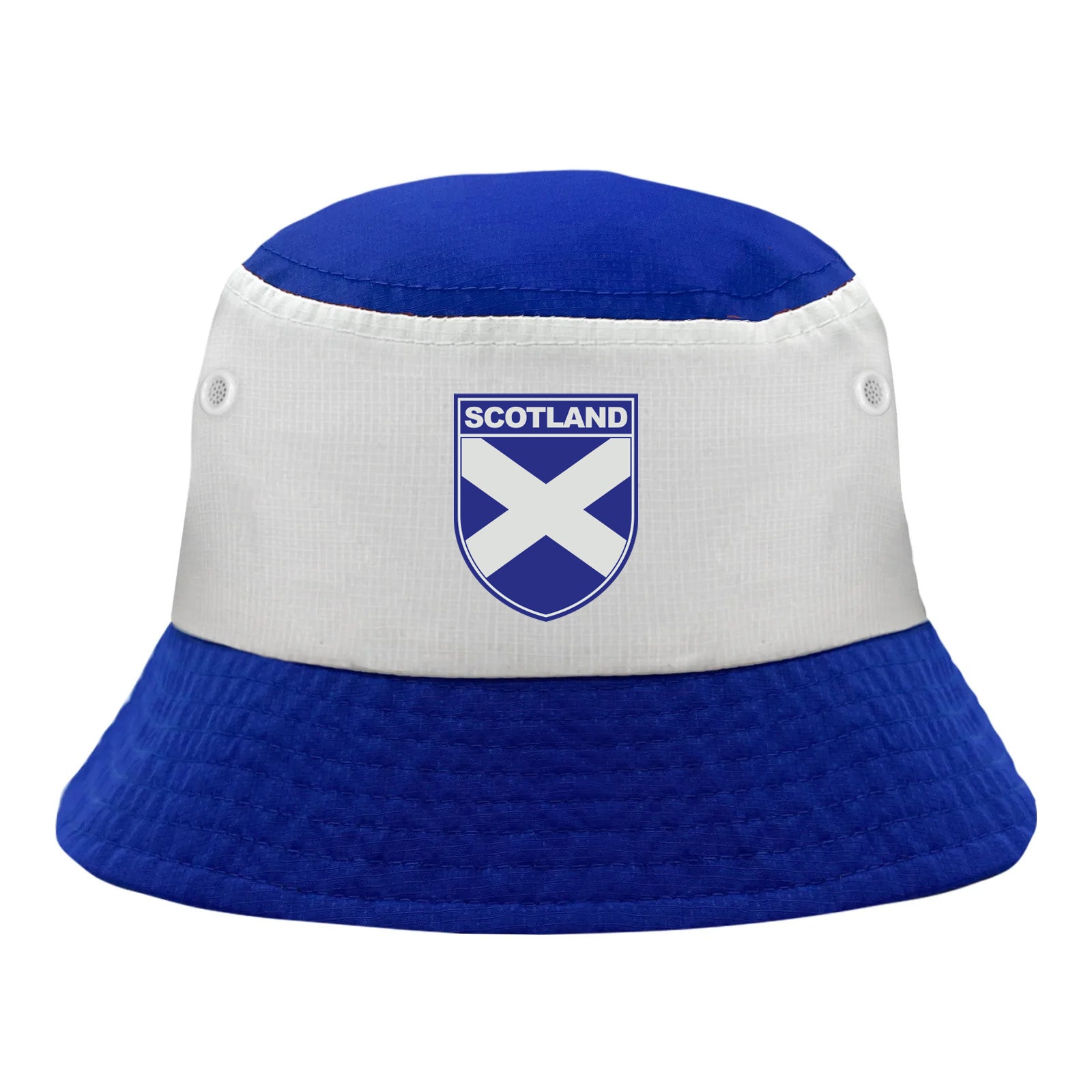 Scotland bucket hat in royal & white with printed saltire graphic to the front