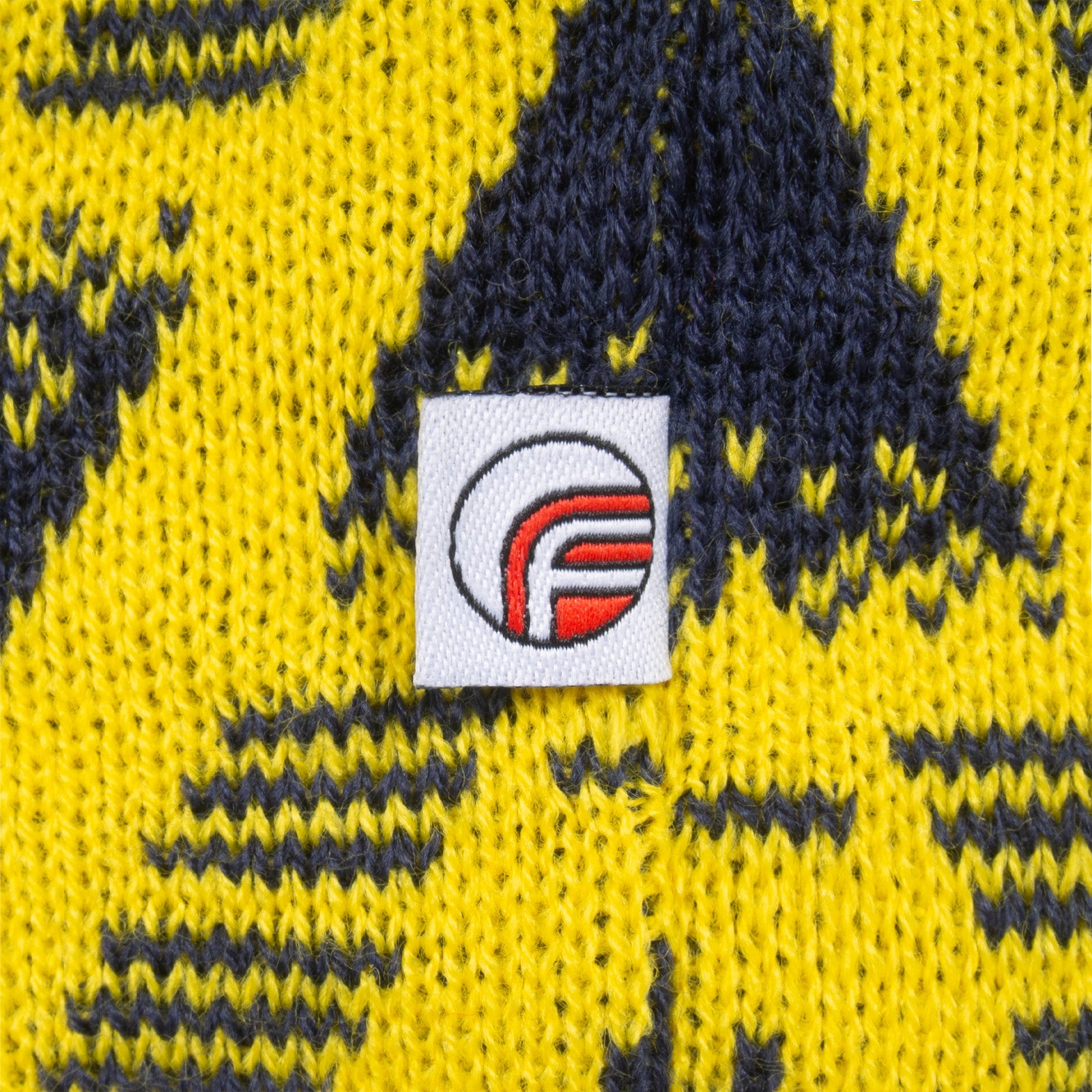 Arsenal retro knitted beanie hat in yellow with text to front