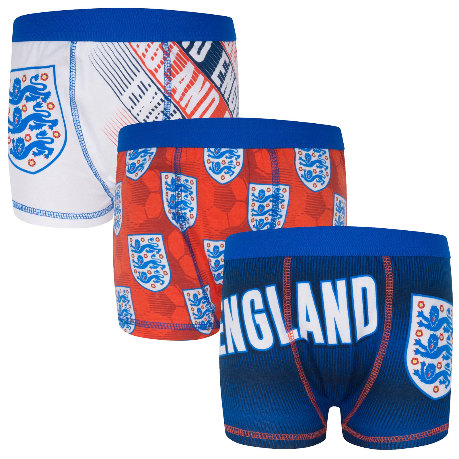 England boxer shorts for boys in navy, red & white