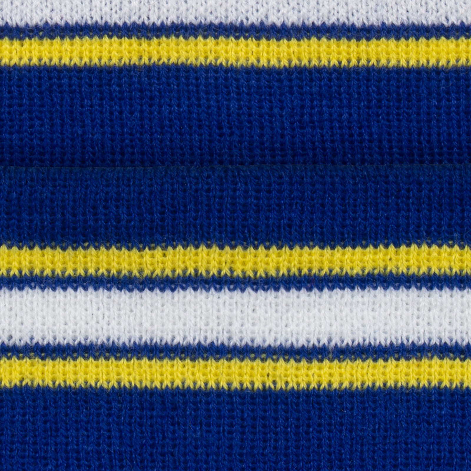 Leeds United knitted bobble hat in blue with text to front