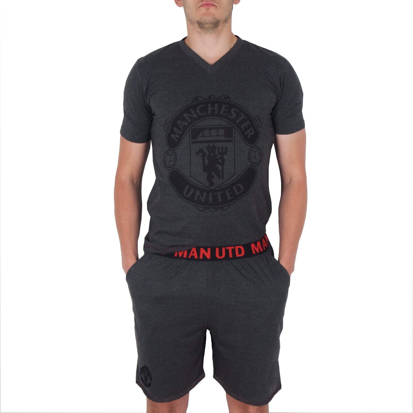 Manchester United short pyjamas for adults in grey