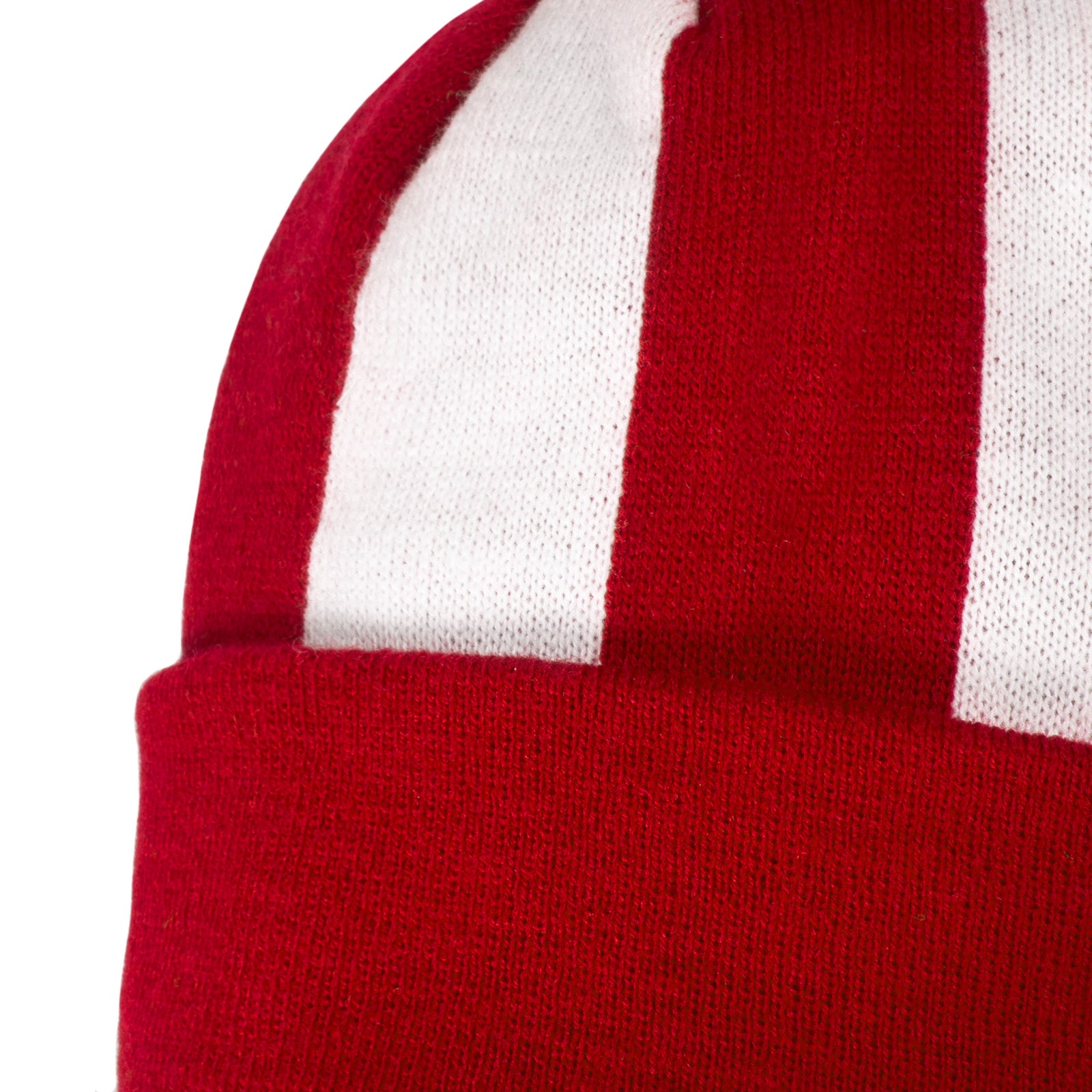 Sunderland retro knitted bobble hat in red, white & black with Vaux text to front