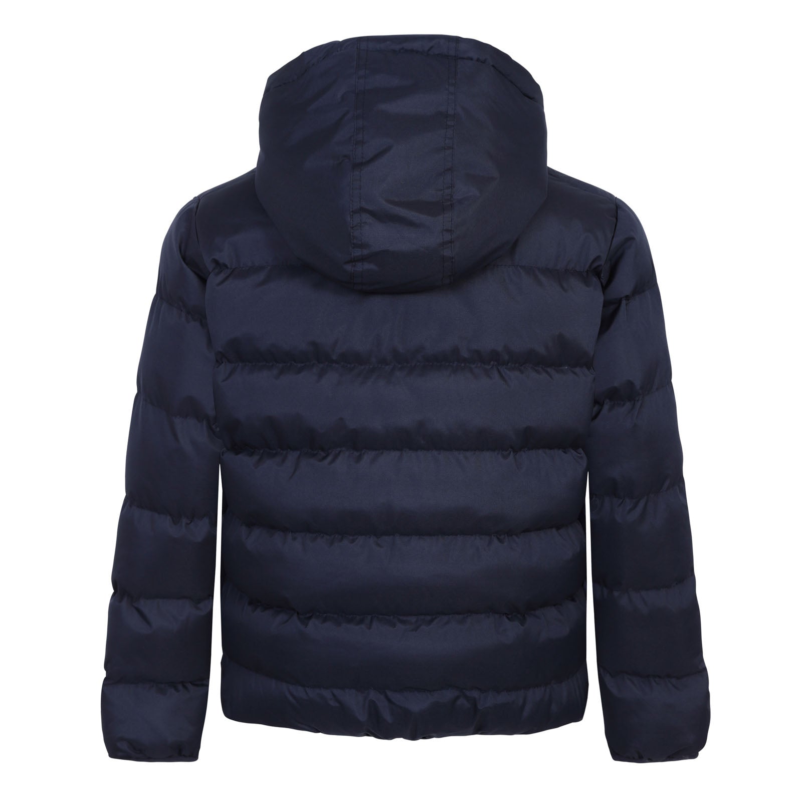 Man City kids quilted jacket in navy blue with club crest to chest.