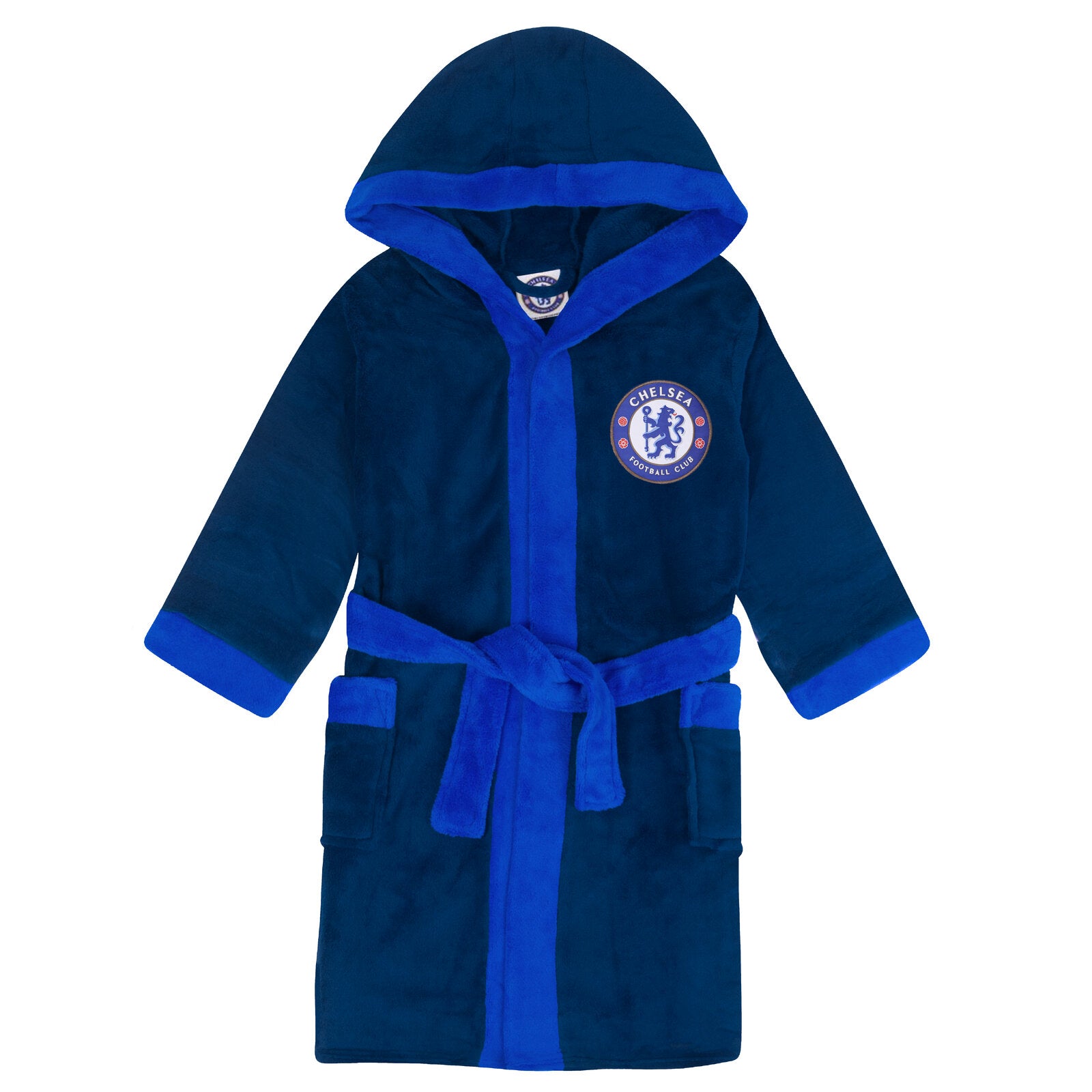 Chelsea adults dressing gown in navy blue with crest