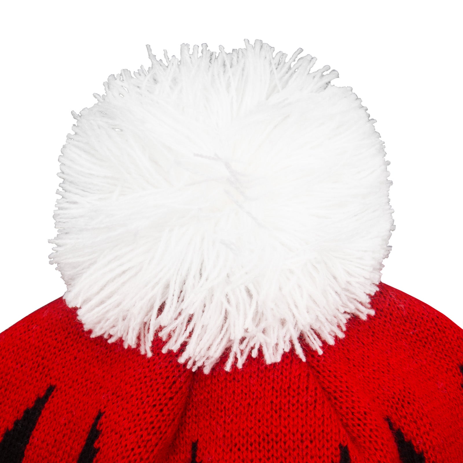 Man United knitted bobble hat in red with text & trident to front