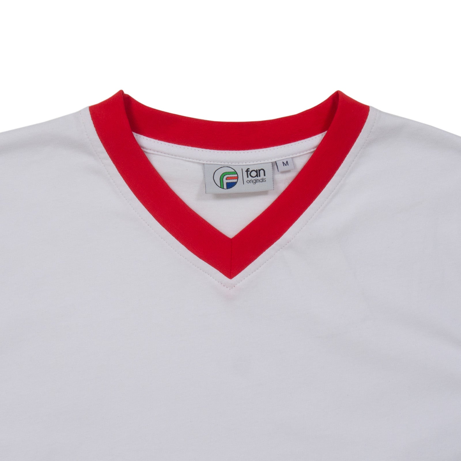 England adults retro ringer t-shirt in white with contrast red trims and logo to chest