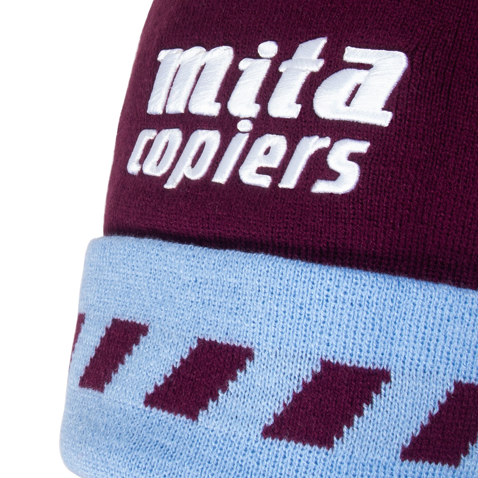 Aston Villa retro knitted bobble hat in claret & blue 1989 colours