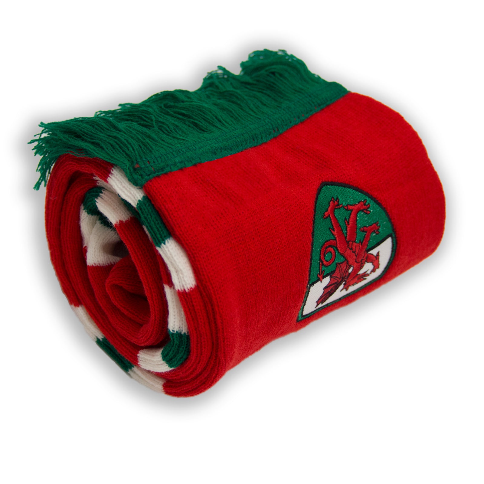 Wales FA retro football bar scarf in red, green and white